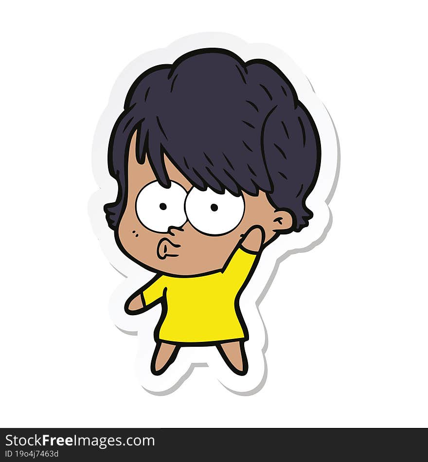 sticker of a cartoon woman