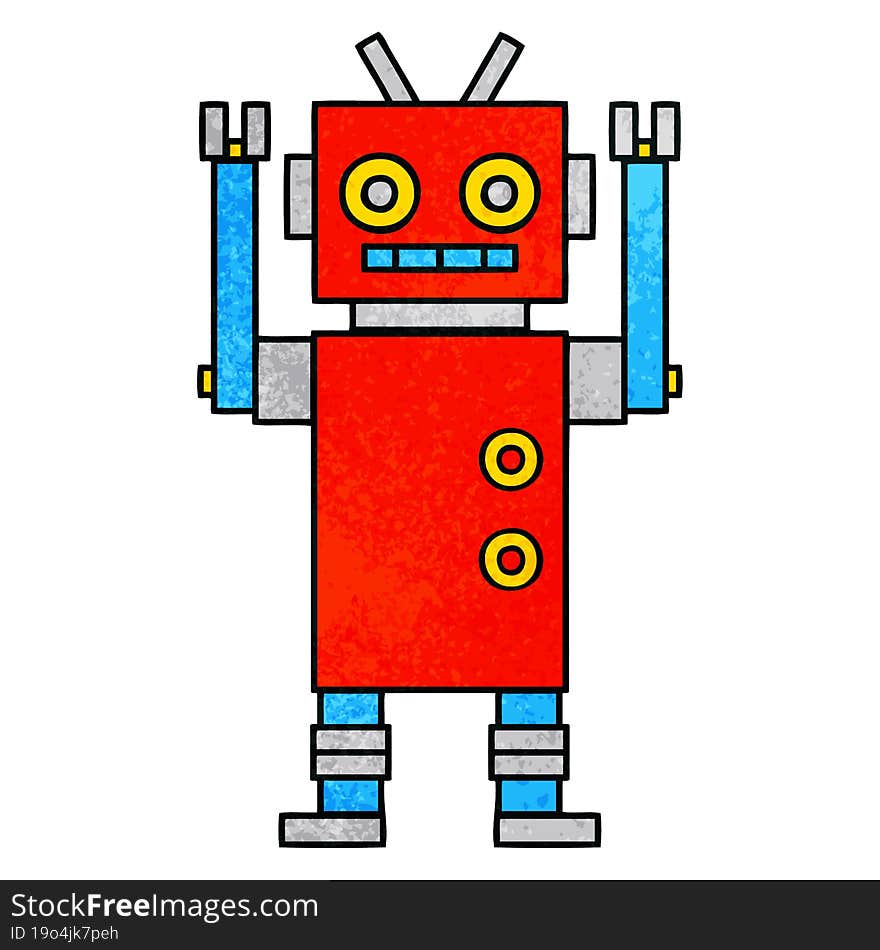 Retro Grunge Texture Cartoon Dancing Robot