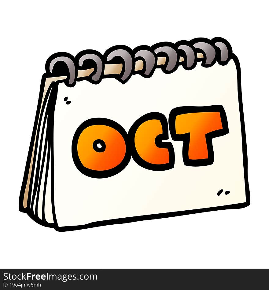 cartoon doodle calendar showing month of october