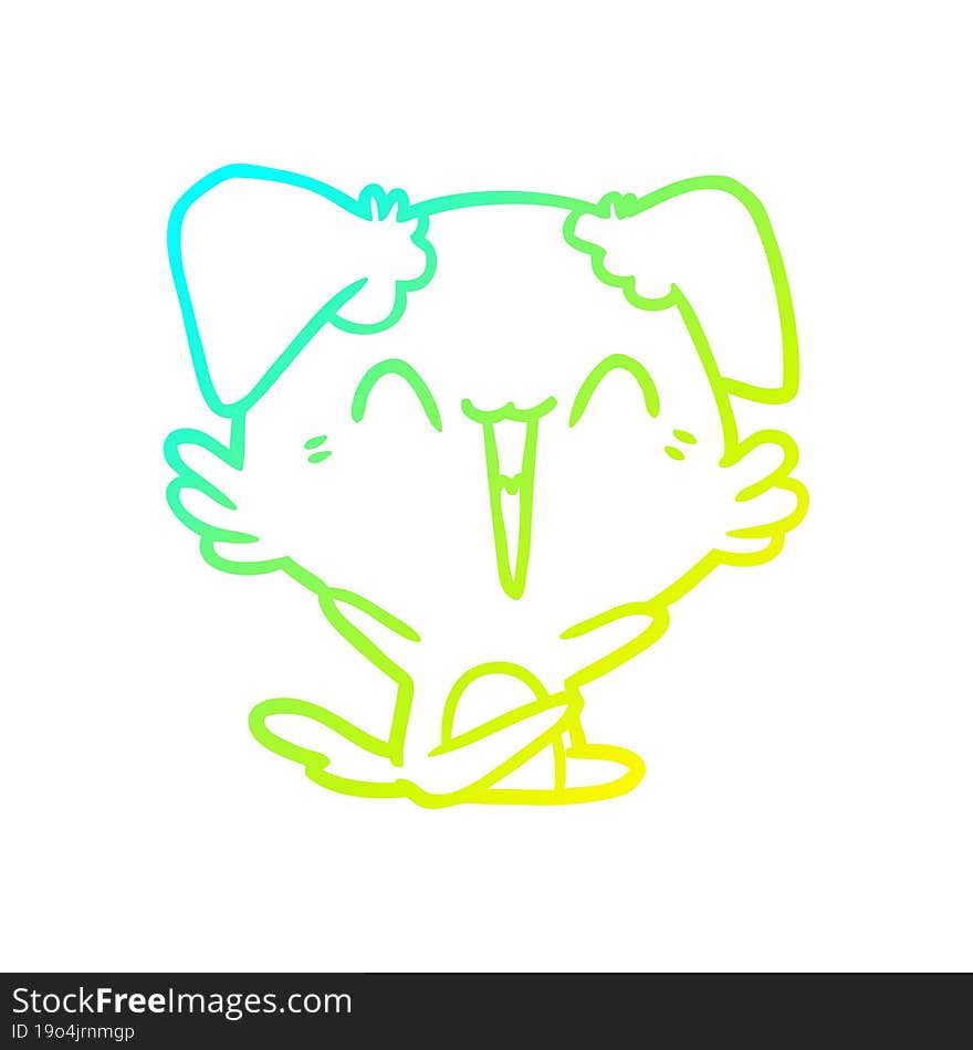 Cold Gradient Line Drawing Happy Little Dog Cartoon