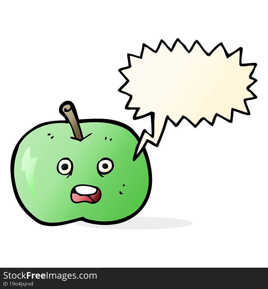 cartoon shiny apple with speech bubble