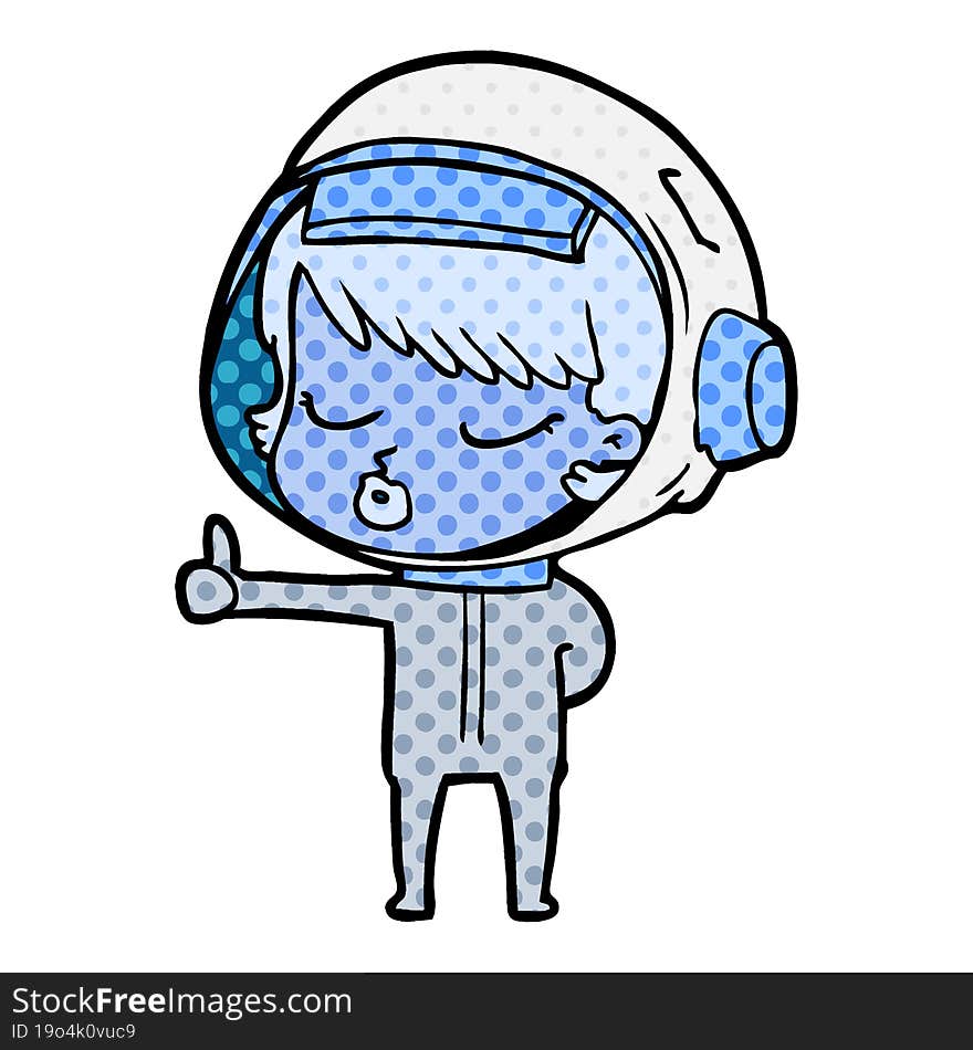 cartoon pretty astronaut girl giving thumbs up. cartoon pretty astronaut girl giving thumbs up