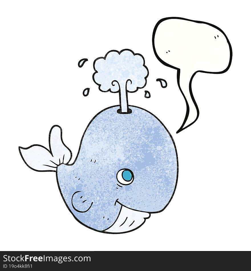 speech bubble textured cartoon whale spouting water