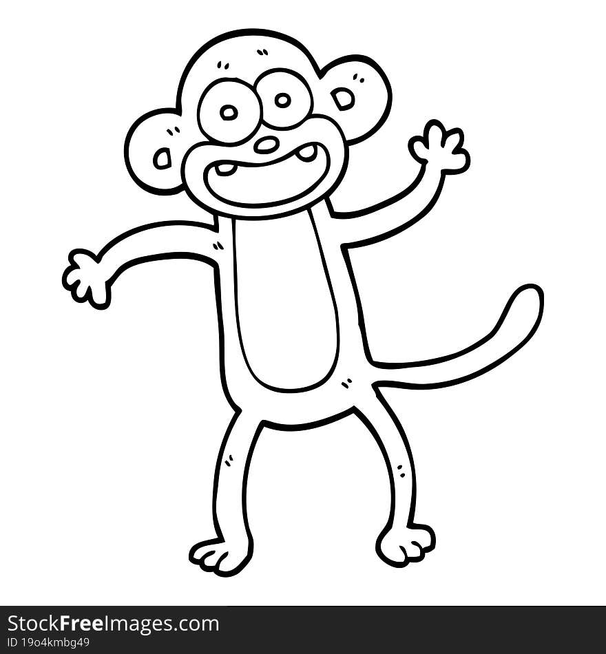 line drawing cartoon crazy monkey