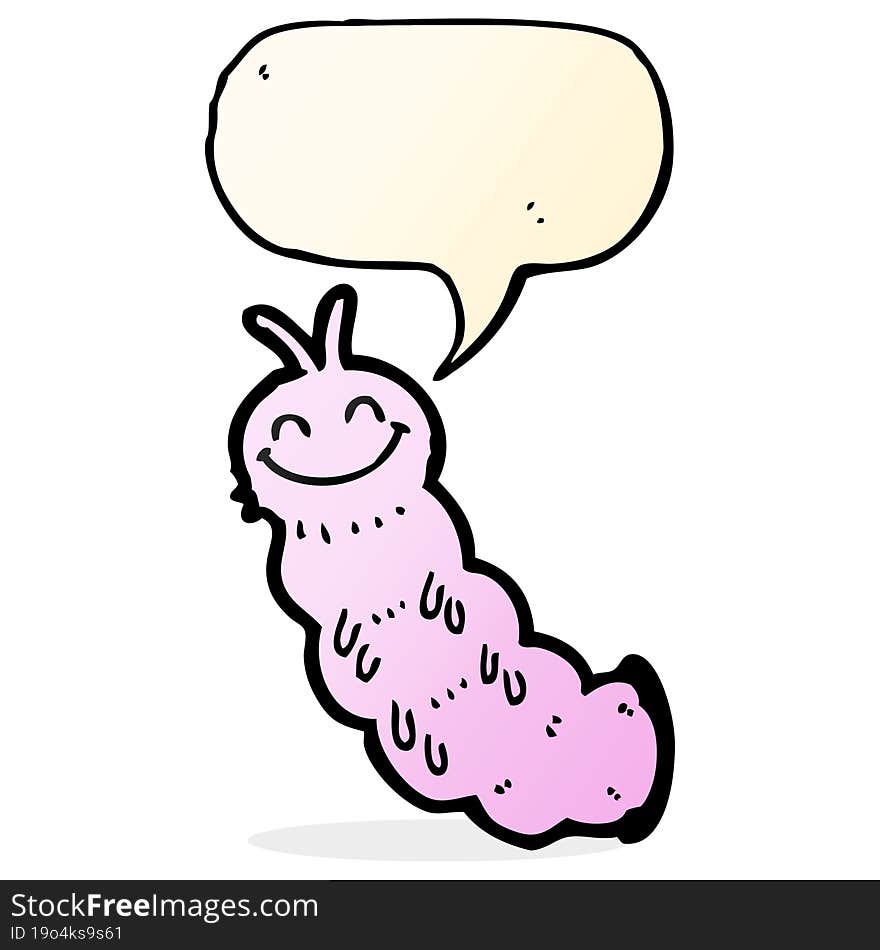 Cartoon Caterpillar With Speech Bubble