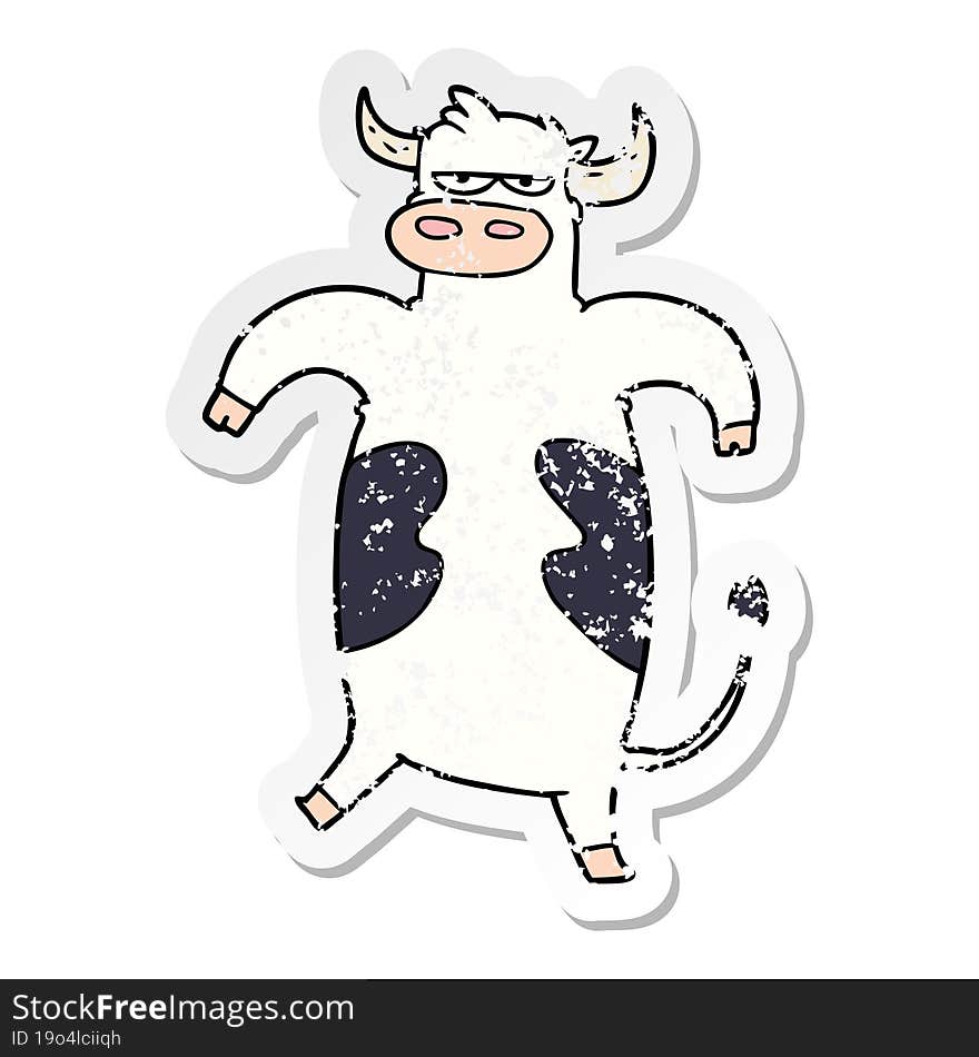 distressed sticker of a cartoon bull