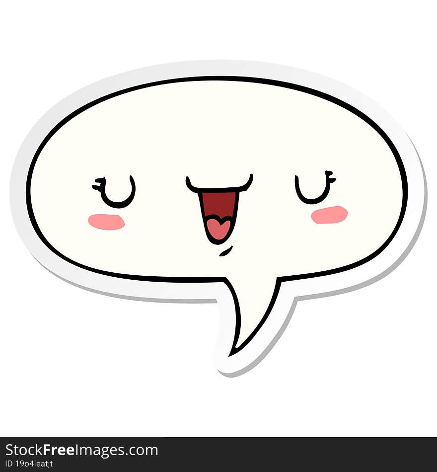 cute happy face cartoon and speech bubble sticker