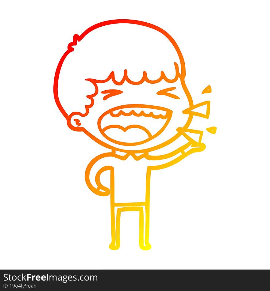 Warm Gradient Line Drawing Cartoon Laughing Man