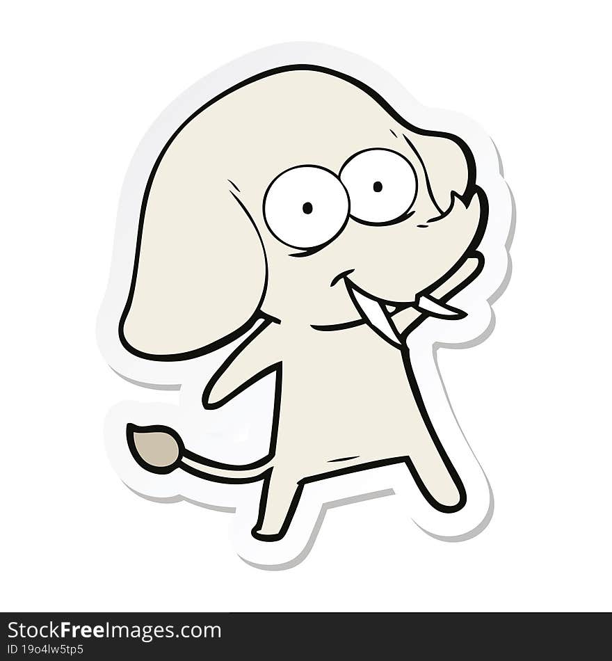 Sticker Of A Happy Cartoon Elephant