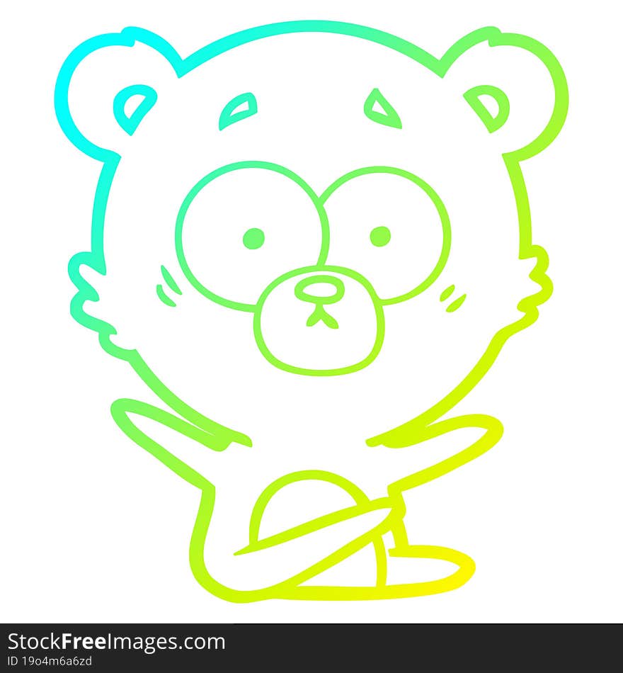 cold gradient line drawing surprised bear cartoon