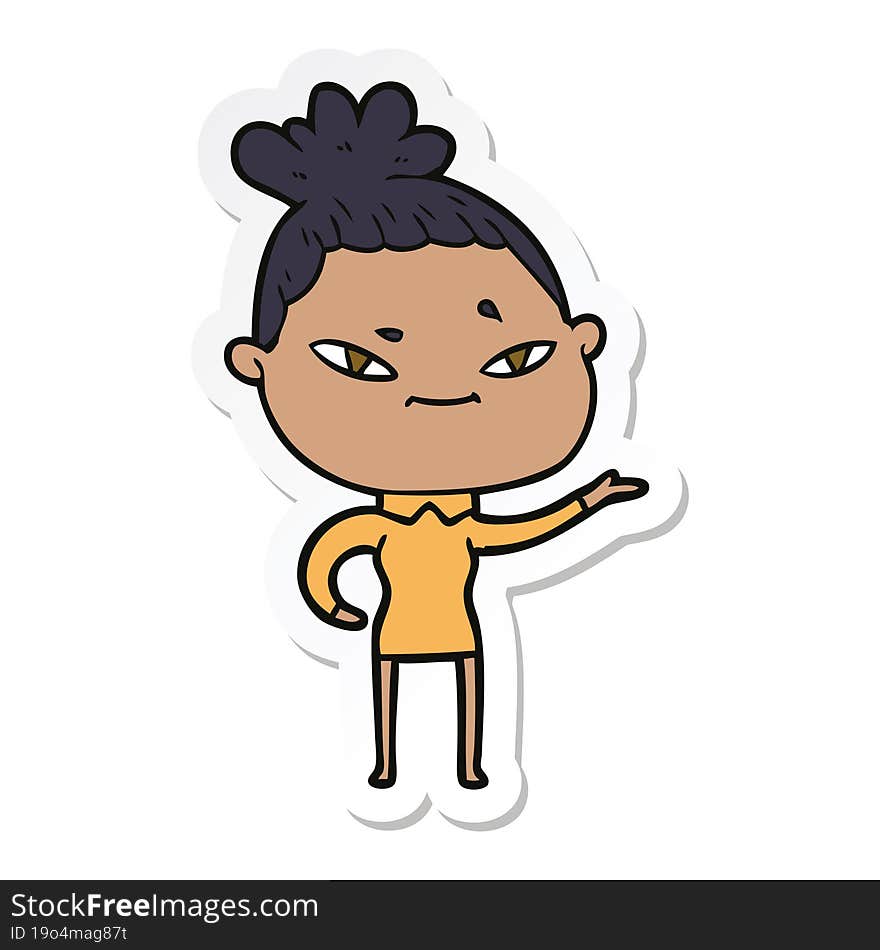 sticker of a cartoon woman