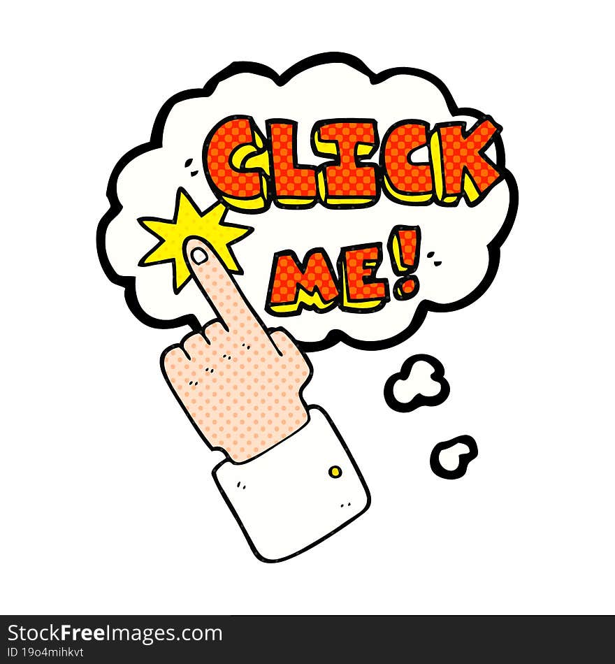 click me thought bubble cartoon sign