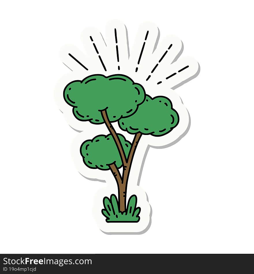 sticker of a tattoo style tree