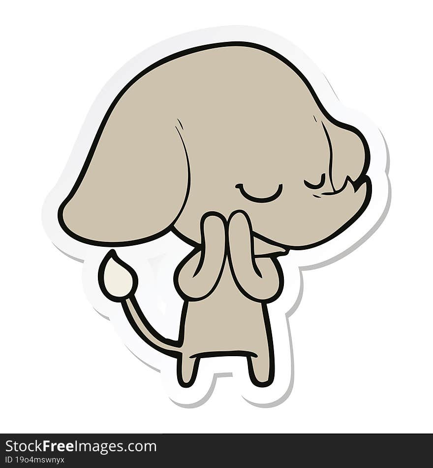 Sticker Of A Cartoon Smiling Elephant