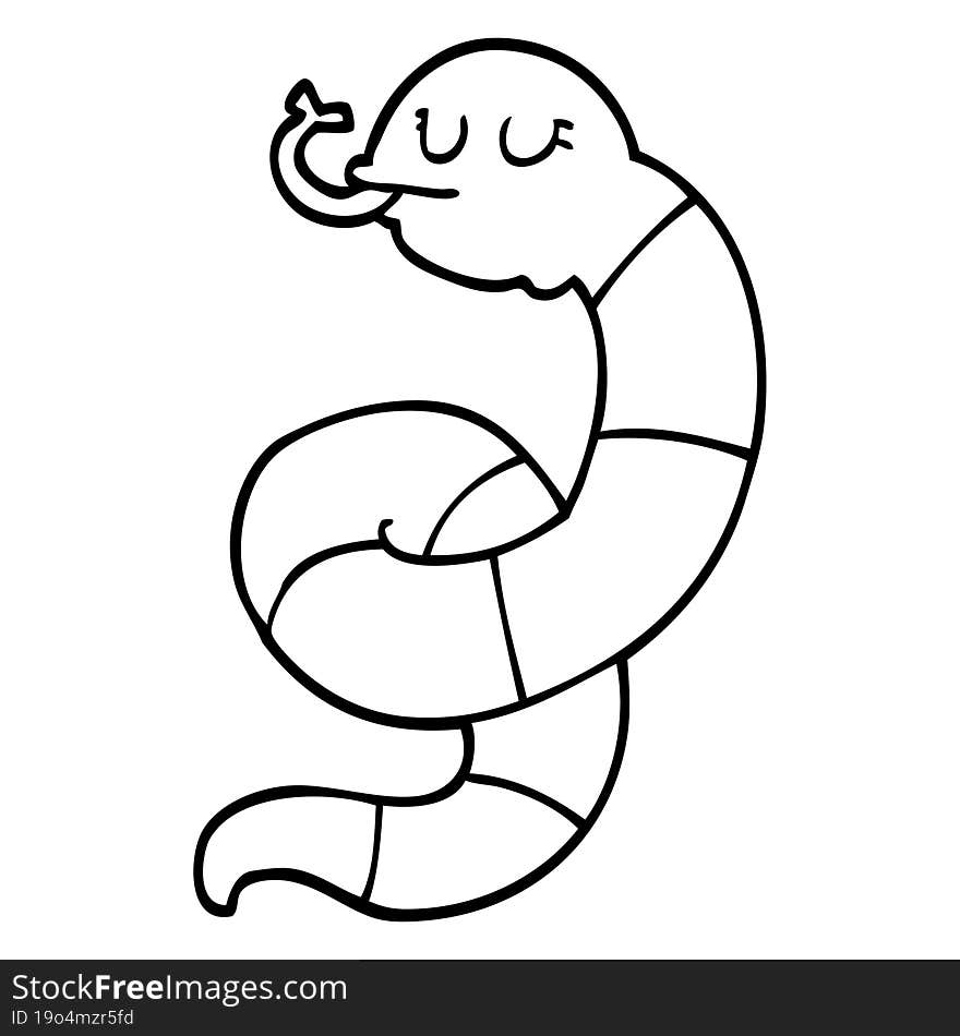 line drawing cartoon snake coiled