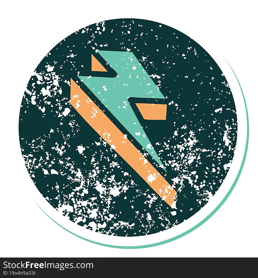 distressed sticker tattoo style icon of lightning  bolt