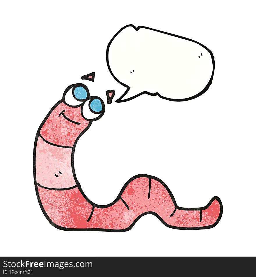 freehand speech bubble textured cartoon worm