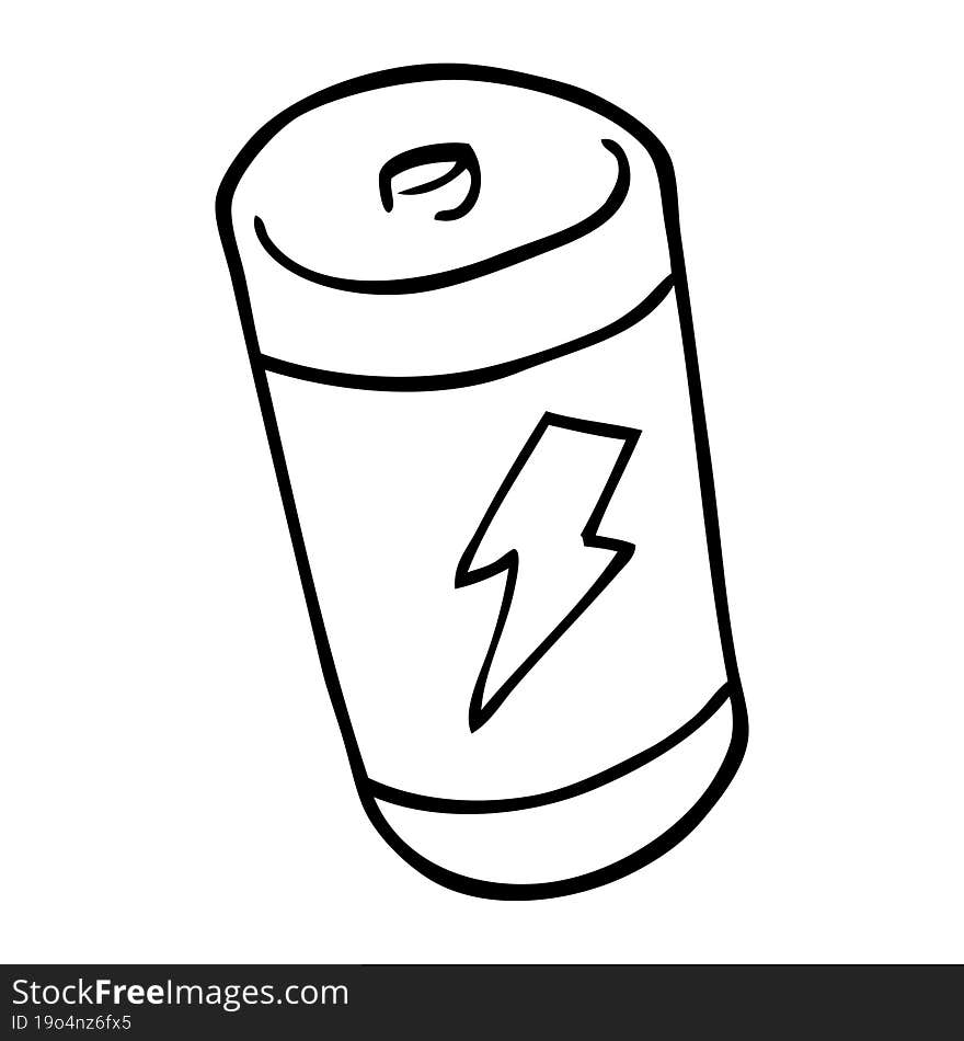 line drawing cartoon of a battery