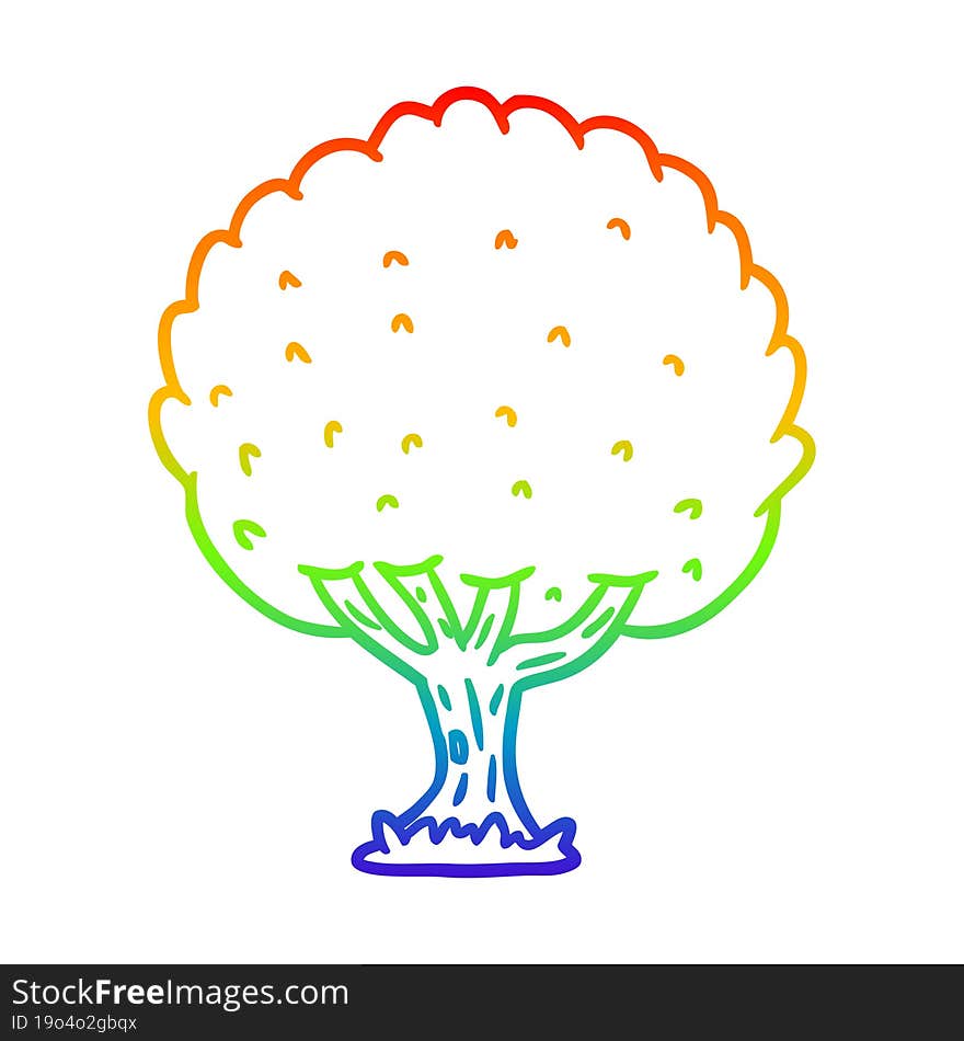 rainbow gradient line drawing Cartoon tree