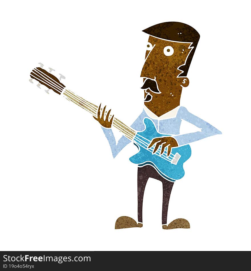 cartoon man playing electric guitar