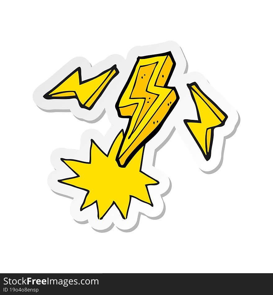 Sticker Of A Cartoon Lightning Bolt Doodle