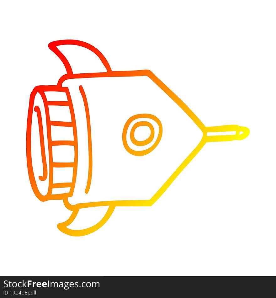 warm gradient line drawing cartoon spaceship