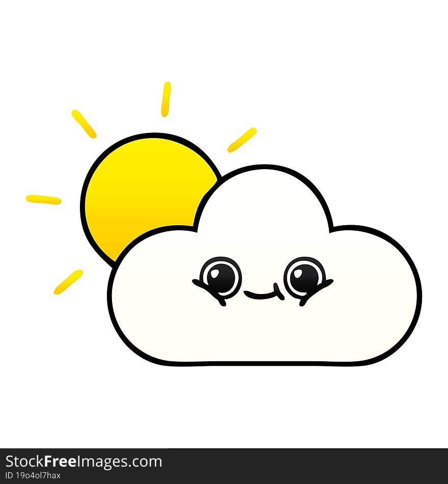 gradient shaded cartoon of a sun and cloud