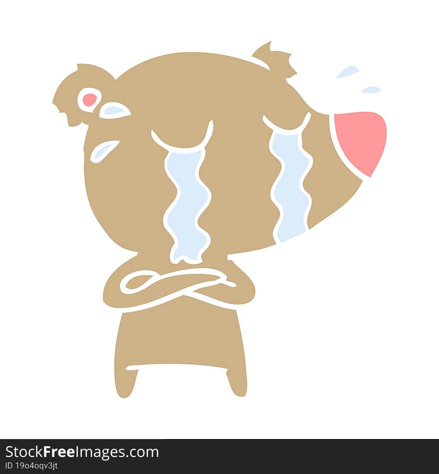 flat color style cartoon crying bear