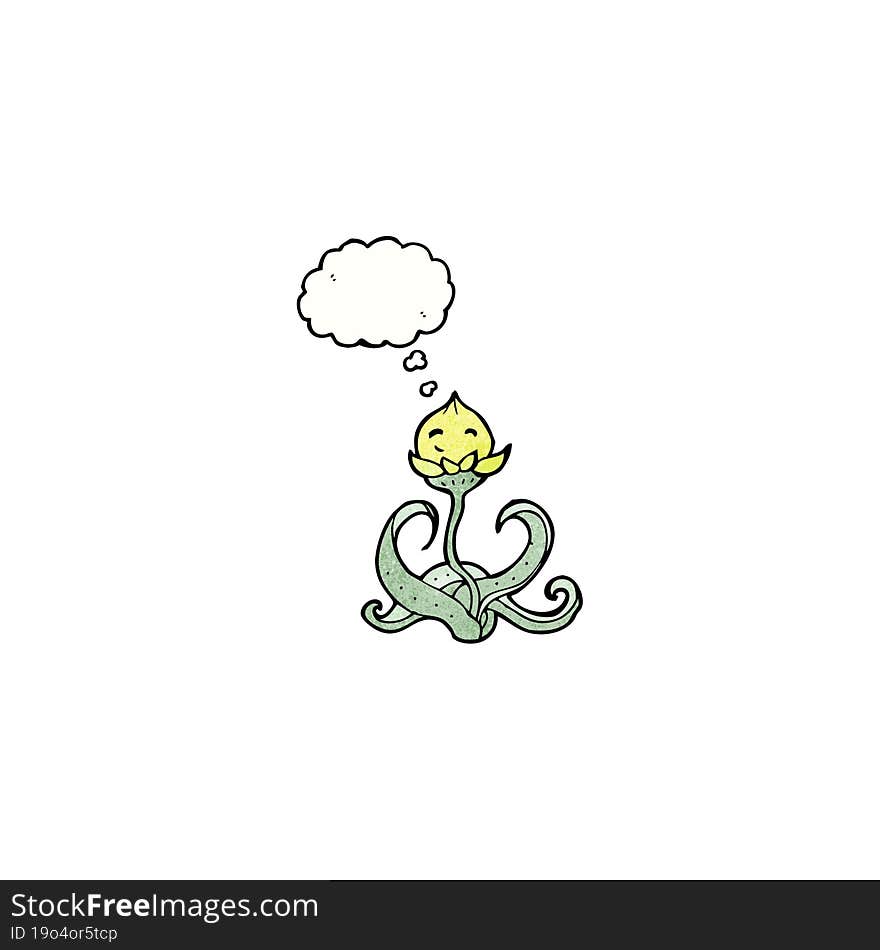 Cute Cartoon Flower With Thought Bubble