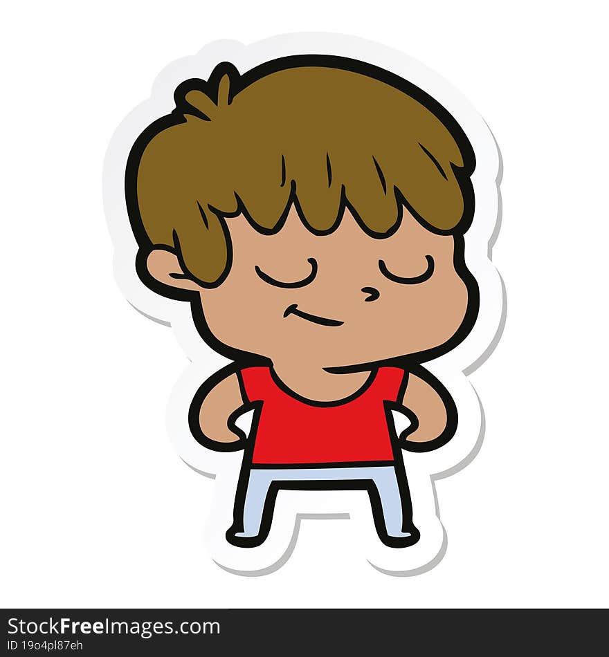 sticker of a cartoon happy boy