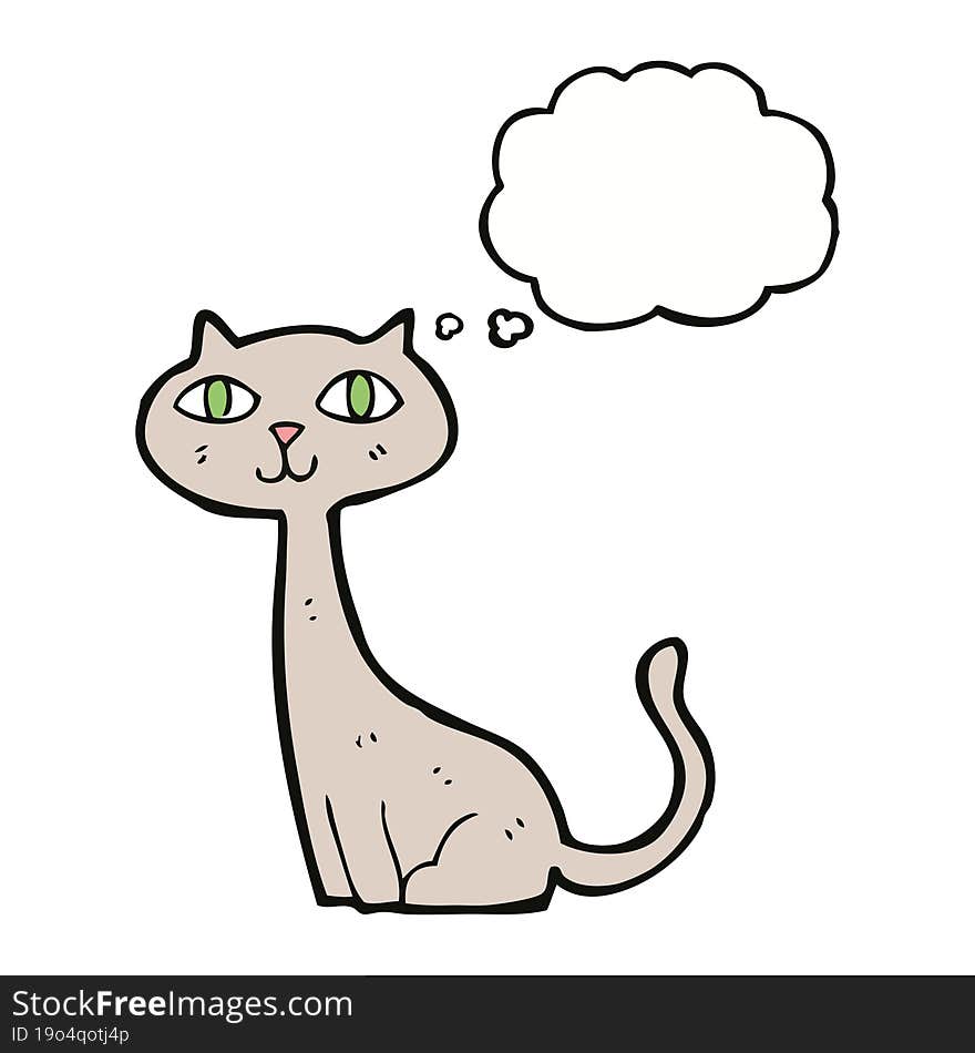 Cartoon Cat With Thought Bubble