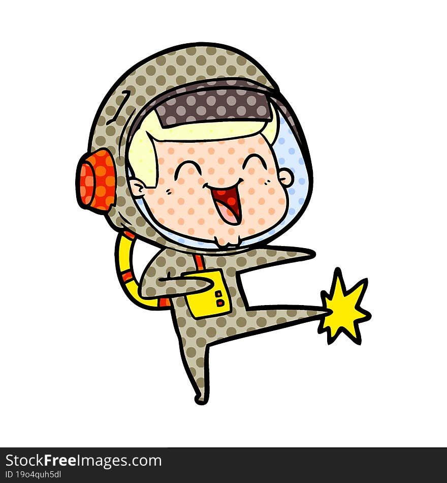 happy cartoon astronaut. happy cartoon astronaut