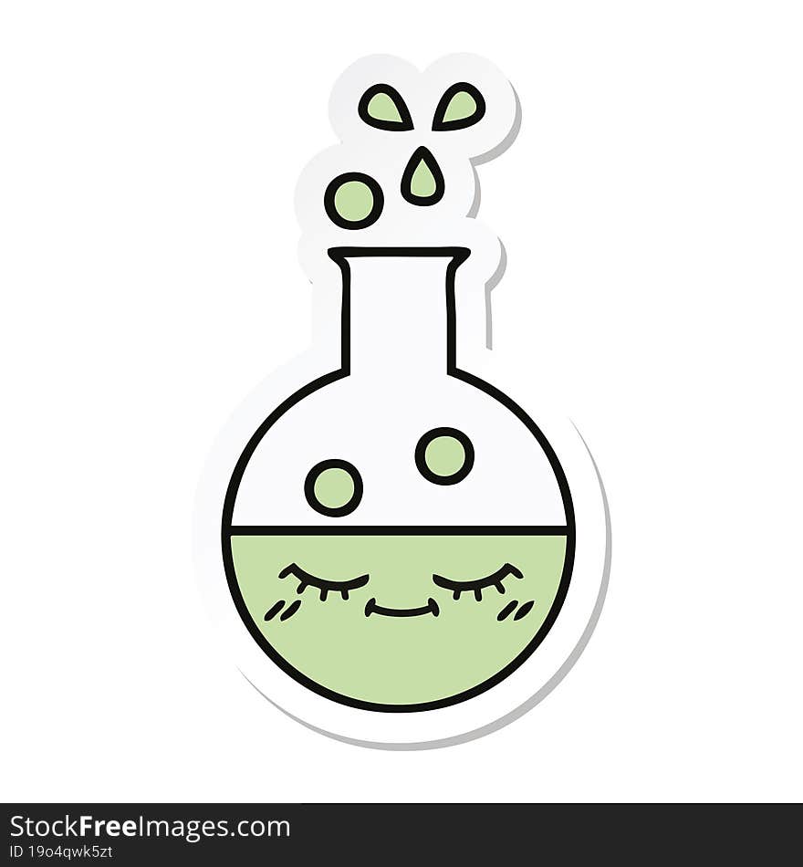 Sticker Of A Cute Cartoon Test Tube