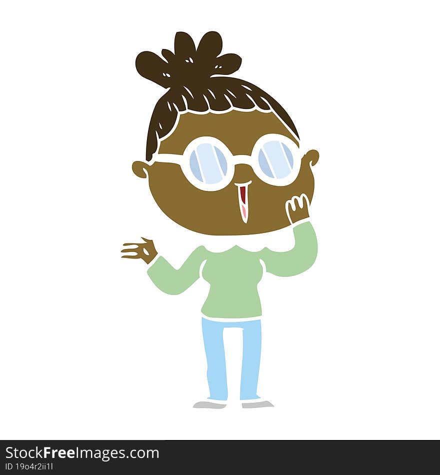 flat color style cartoon surprised woman wearing spectacles