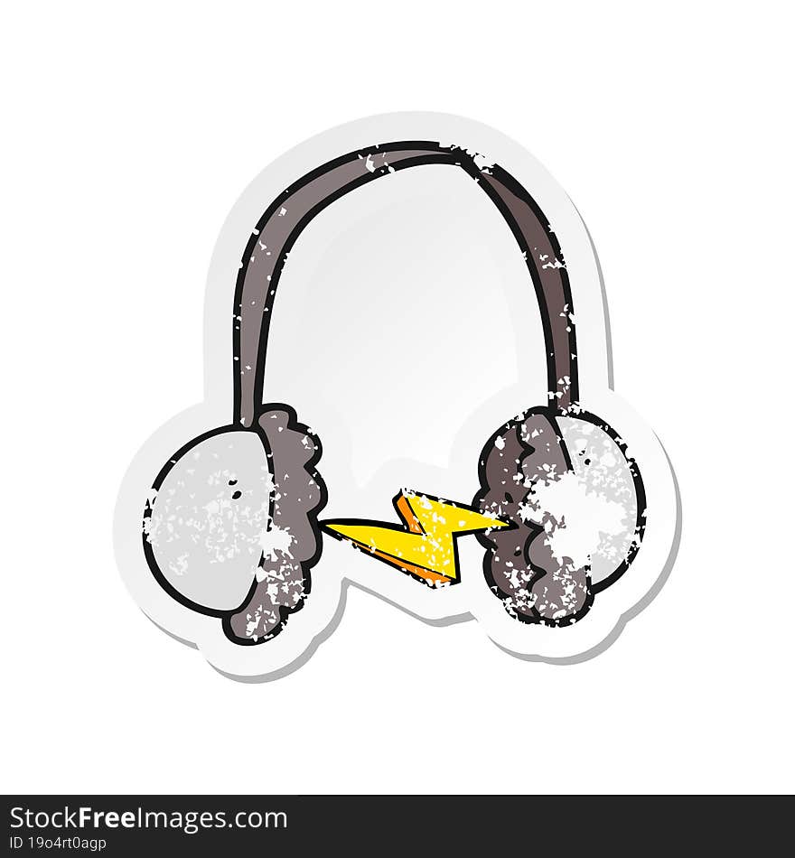 retro distressed sticker of a cartoon headphones