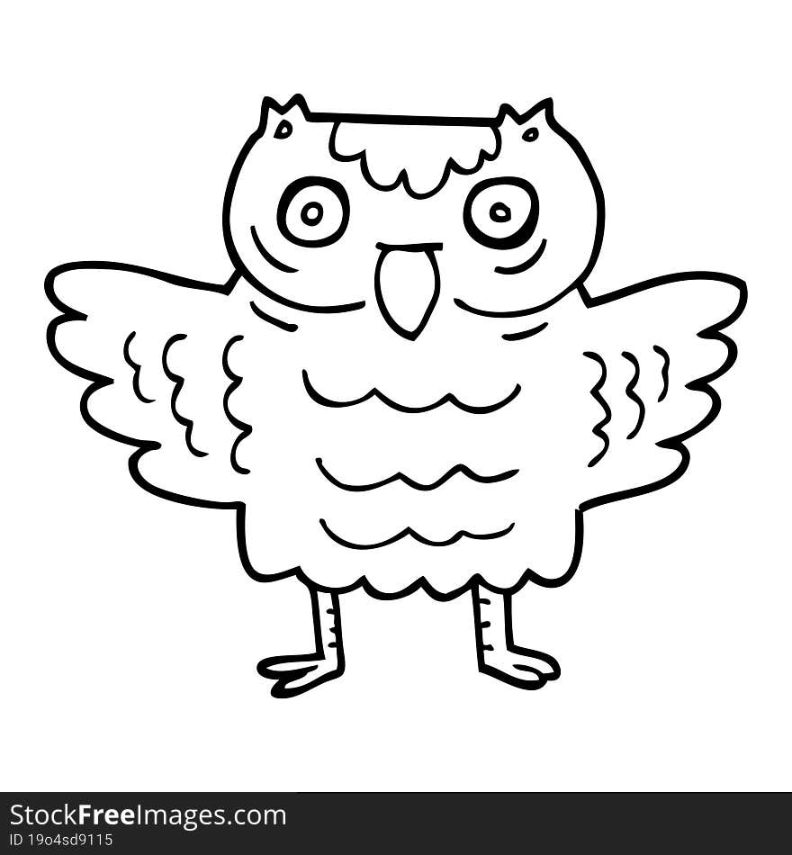 line drawing cartoon funny owl