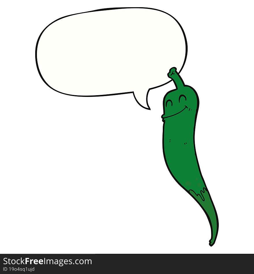 Cartoon Chili Pepper And Speech Bubble