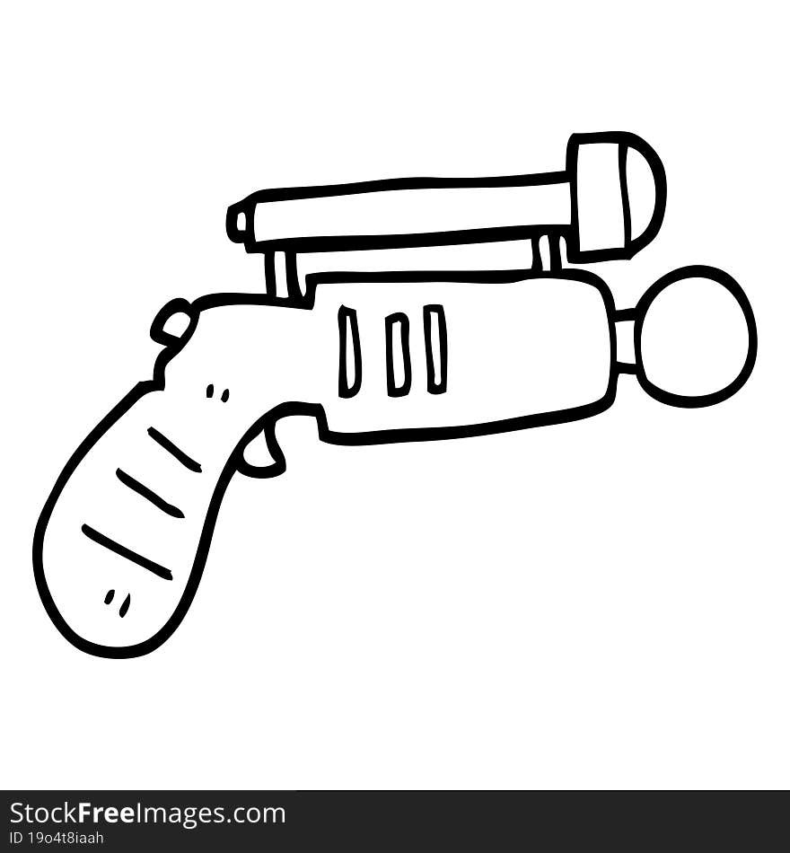 Black And White Cartoon Ray Gun