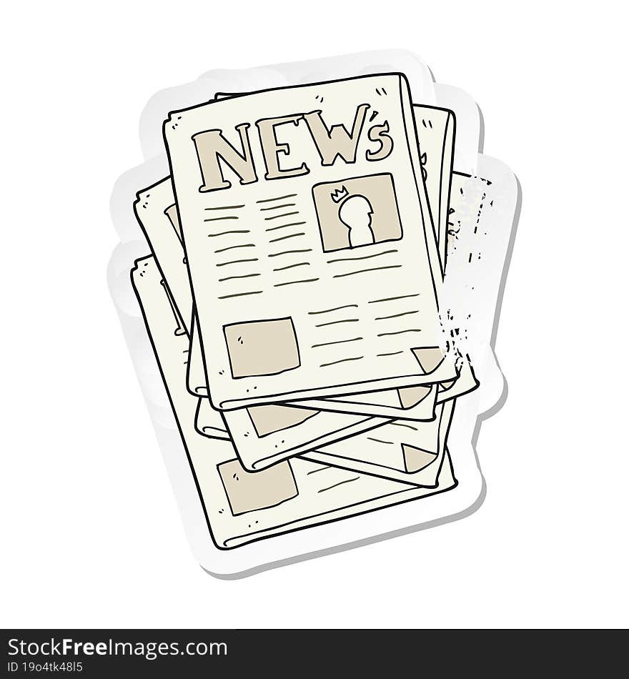 Retro Distressed Sticker Of A Cartoon Newspaper