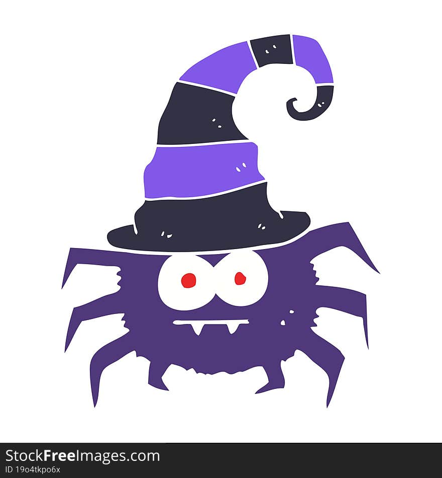 flat color illustration of a cartoon halloween spider