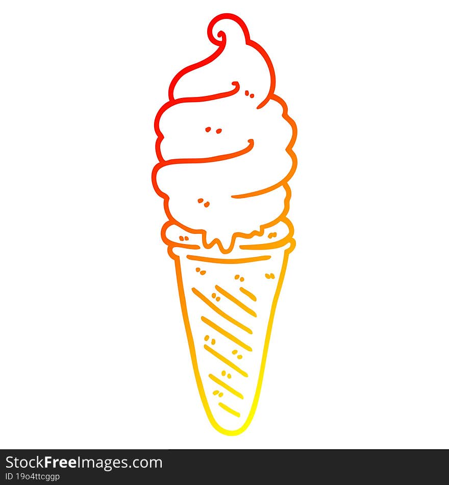 warm gradient line drawing cartoon ice cream