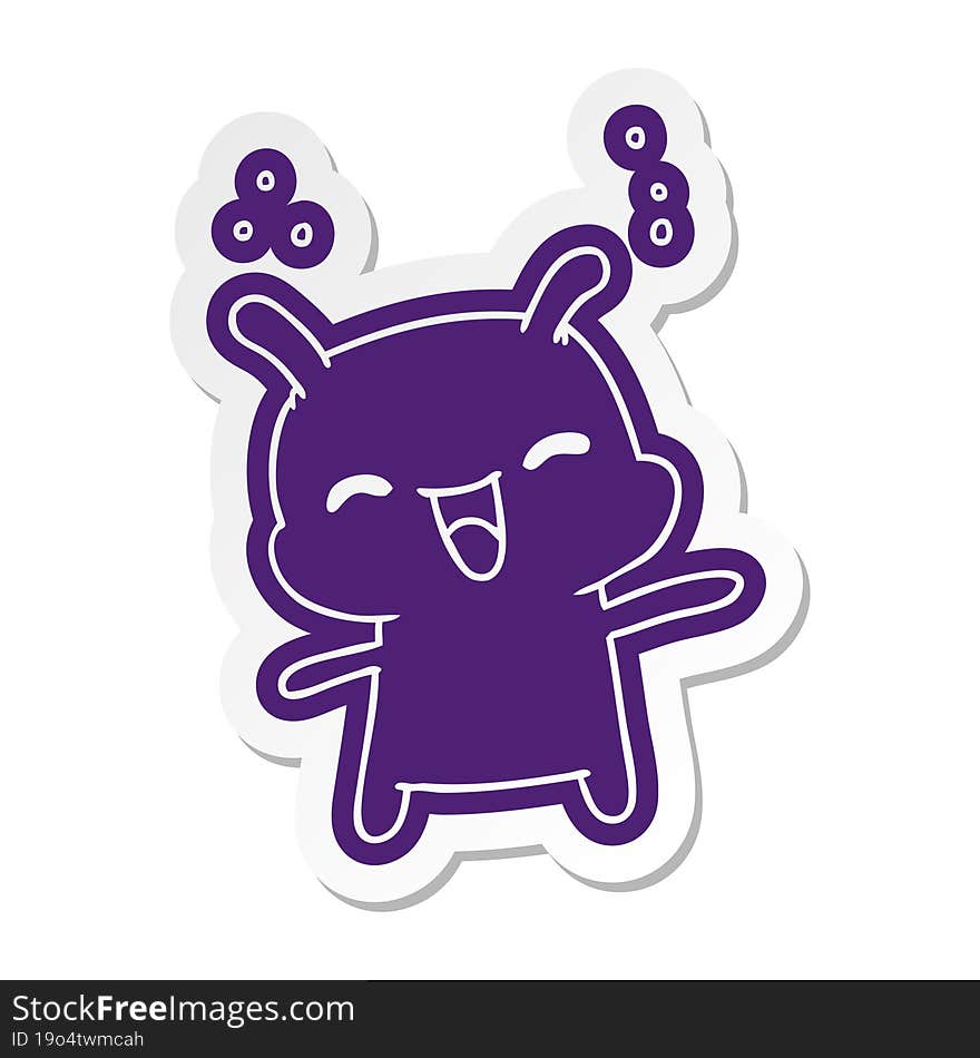 cartoon sticker kawaii cute happy alien