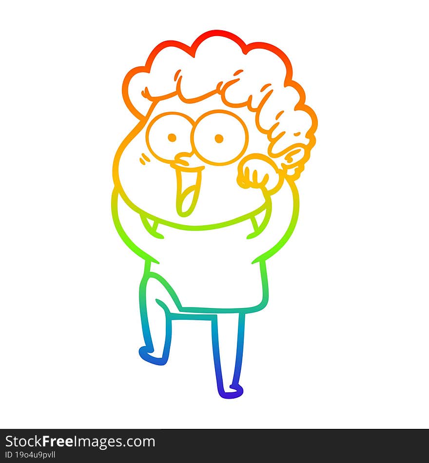 rainbow gradient line drawing cartoon happy man