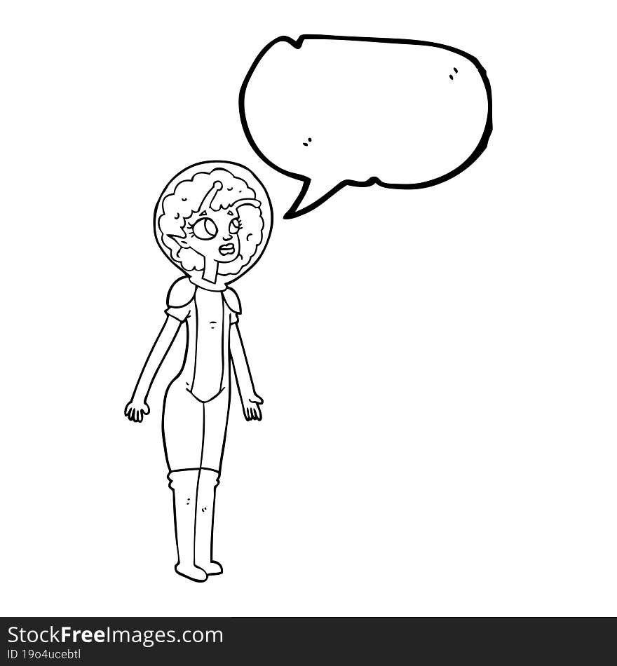 speech bubble cartoon alien space girl