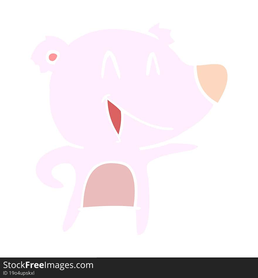 laughing bear flat color style cartoon