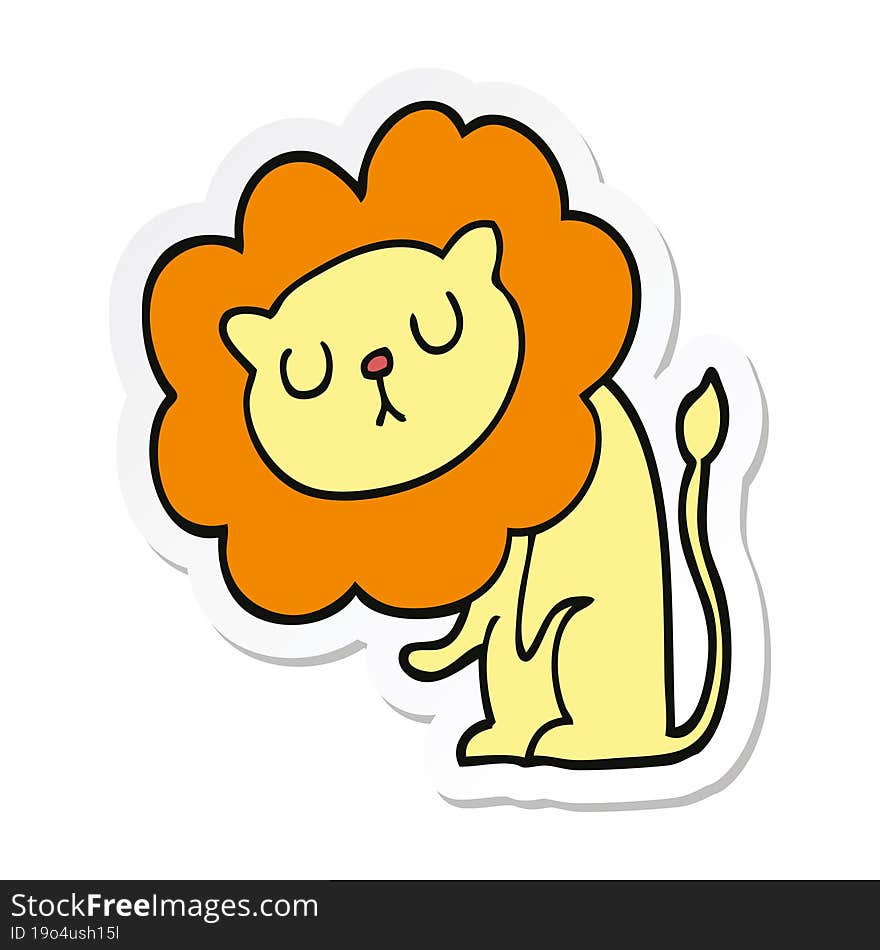 sticker of a cute cartoon lion