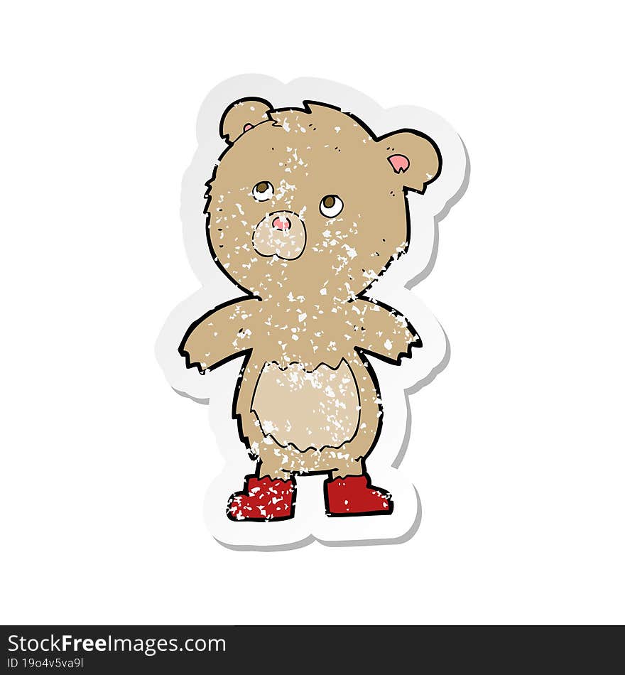 retro distressed sticker of a cartoon teddy bear