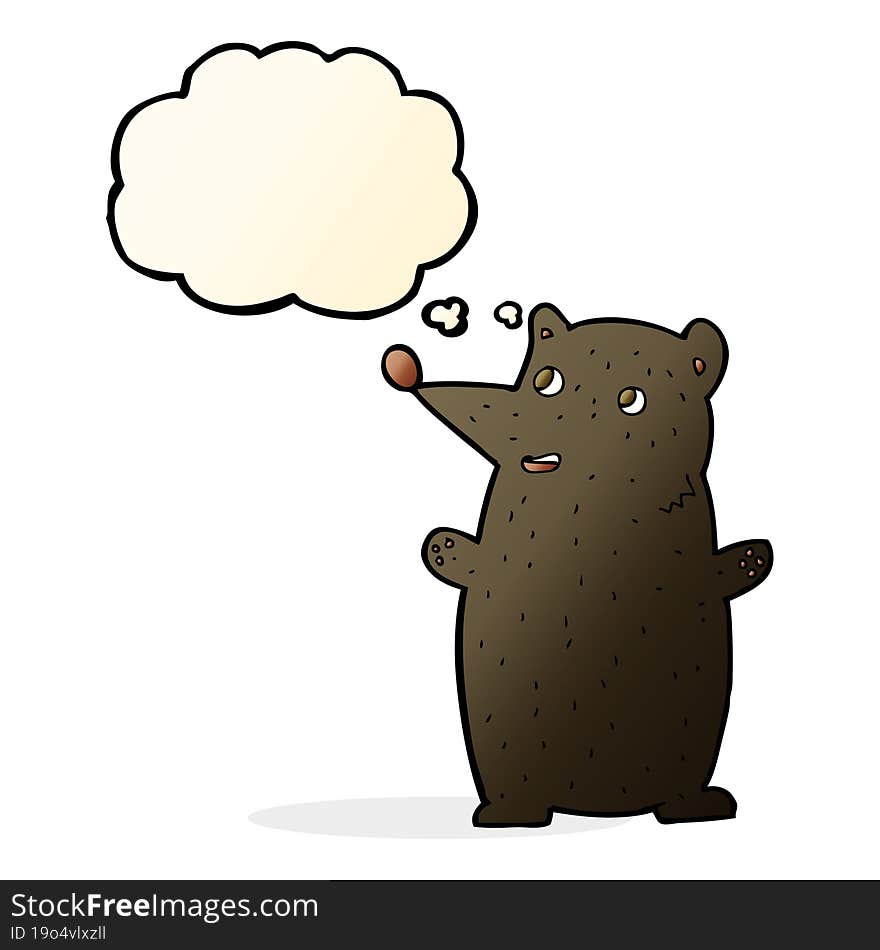 funny cartoon black bear with thought bubble