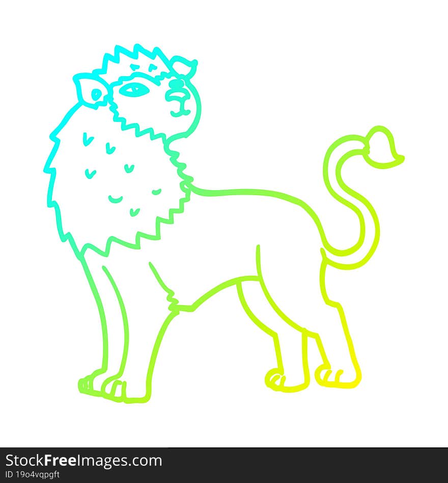 cold gradient line drawing cartoon lion