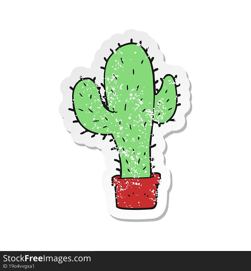 retro distressed sticker of a cartoon cactus